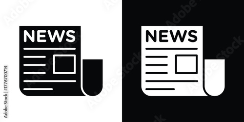 Newspaper icon line art editable stroke and solid collection for app design