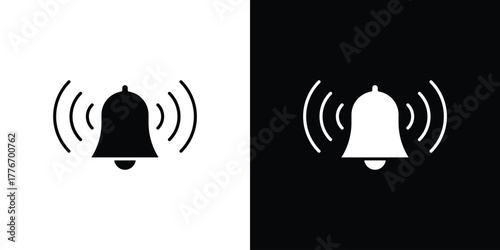 Notification bell icon line art editable stroke and solid collection for app design