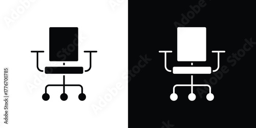 Office chair icon line art editable stroke and solid collection for app design