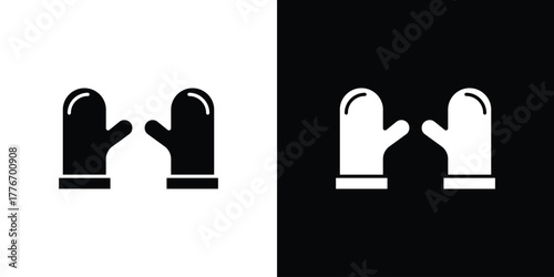 Oven mitt icon line art editable stroke and solid collection for app design