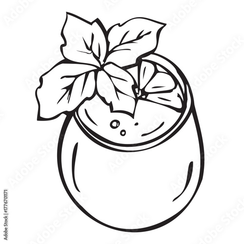 Lemonade outline black doodle on white background