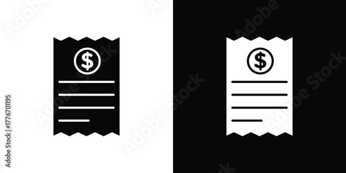 Payment receipt icon line art editable stroke and solid collection for app design