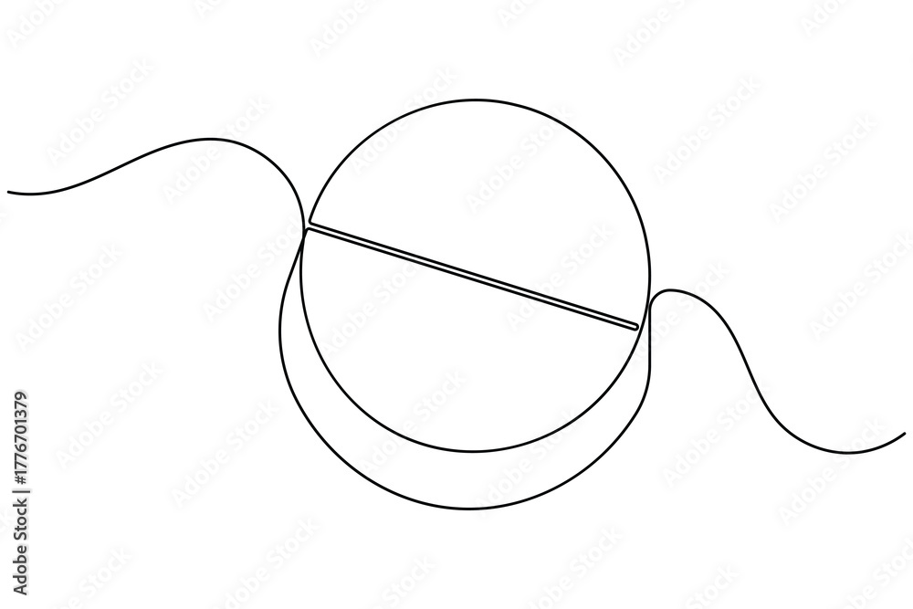 Obraz premium Pharmaceuticals capsule and tablets continuous one line drawing on white background minimalist medicine pill outline vector illustration
