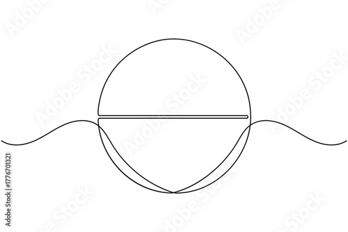 Pharmaceuticals capsule and tablets continuous one line drawing on white background minimalist medicine pill outline vector illustration