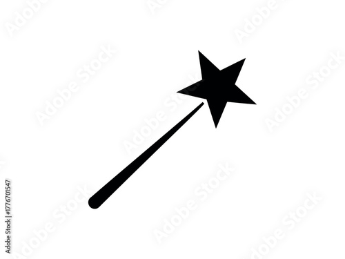 A black silhouette of a star on a stick, a magical wand.