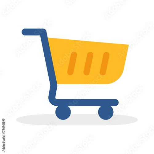 Shopping Cart Flat Icon: E-commerce and Retail Symbol
