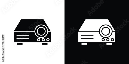 Projector icon line art editable stroke and solid collection for app design