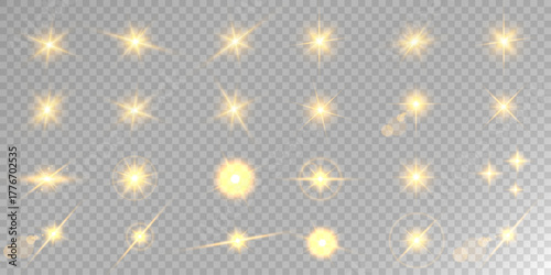 Lens Flare, light glow effect. sun or realistic shining star with backlight effect.
bokeh glitter and sparkles or sparkles on transparent background.