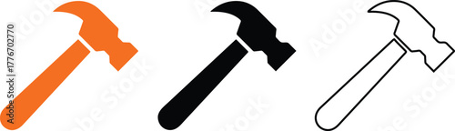 Minimalist Hammer Icon Vector Illustration Isolated on White Background