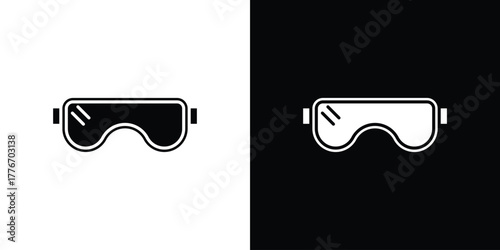 Safety goggles icon line art editable stroke and solid collection for app design