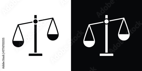 Scales of justice icon line art editable stroke and solid collection for app design