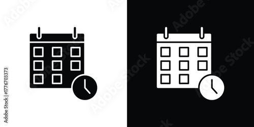 Schedule icon line art editable stroke and solid collection for app design