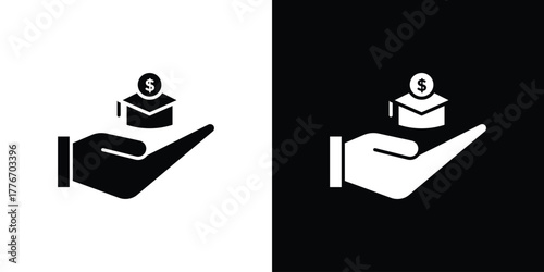 Scholarship fund icon line art editable stroke and solid collection for app design