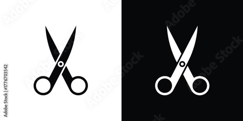 Scissors icon line art editable stroke and solid collection for app design