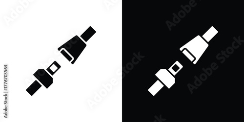 Seatbelt icon line art editable stroke and solid collection for app design