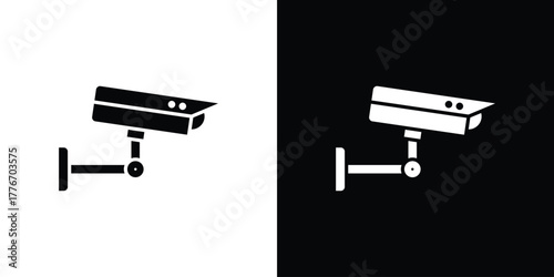 Security camera icon line art editable stroke and solid collection for app design