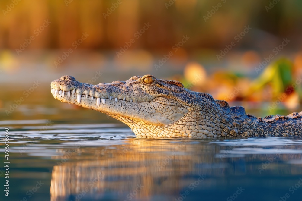Fototapeta premium Crocodile in serene waters