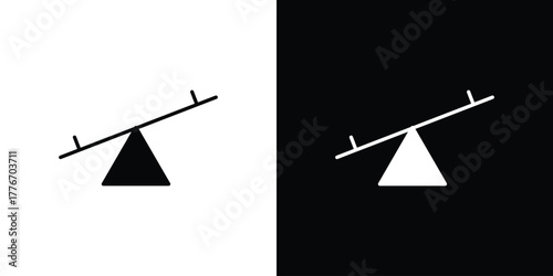 Seesaw icon line art editable stroke and solid collection for app design