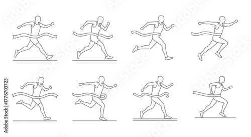 Linear drawing depicting various phases of a runner in motion