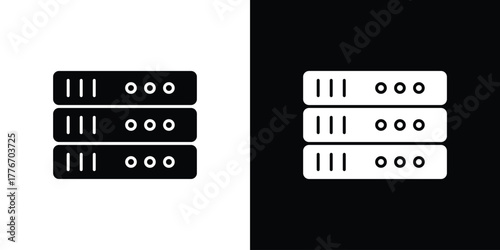 Server rack icon line art editable stroke and solid collection for app design