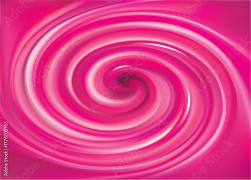 Glossy radial curvy wine backdrop with glowing center. Twirl permanganic gel fluid pink caramel surface. Appetizing jam juicy fruits mauve color: grape, currant, blueberry, bilberry, mulberry, bramble