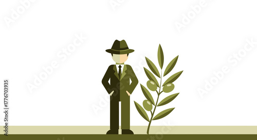 A Person in a Suit Surrounded By Olive, Olive Tree, Agriculture Concept