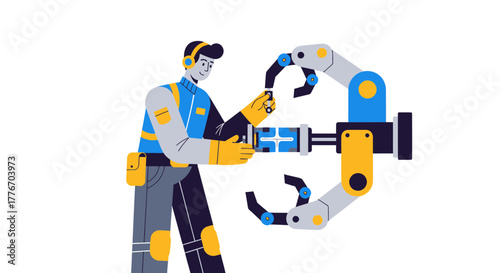 A Person Interacting With Robotic Arm, Future Technological Advancement And Innovation