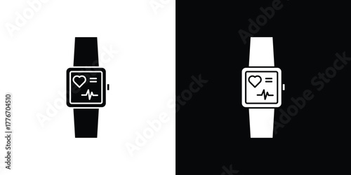 Smartwatch icon line art editable stroke and solid collection for app design