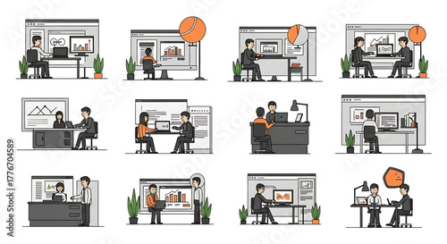 Creative concept vector illustrations showing design, art, and idea generation. Includes teamwork, brainstorming, and creative process elements for modern projects.