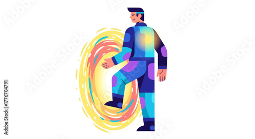 A Person Encounters a Portal, Entering Another Dimension for Exploration or Adventure