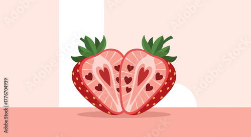 A Romantic Strawberry Depicting Love, Hearts, And Affection for Valentine's Day