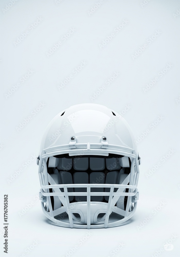 Fototapeta premium Front view of white football helmet