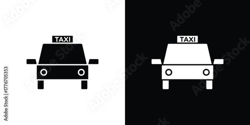 Taxi icon line art editable stroke and solid collection for app design