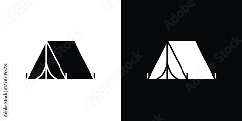 Tent icon line art editable stroke and solid collection for app design