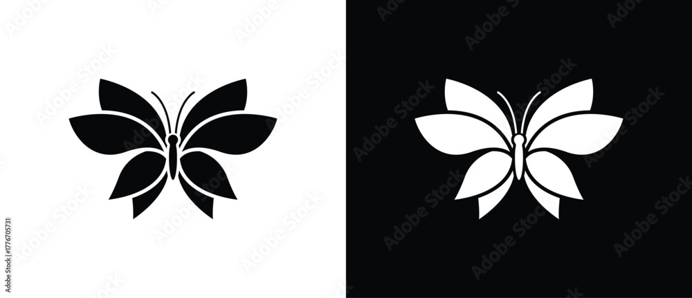 Obraz premium Flat butterfly icon. Butterfly icon. Butterfly icon with spread wings.