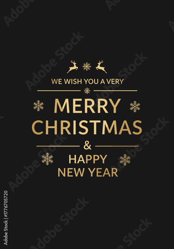 Merry Christmas and Happy New Year greeting card design  