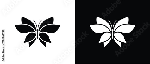 Flat butterfly icon. Butterfly icon. Butterfly icon with spread wings.