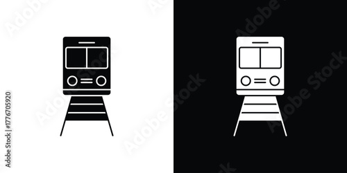 Train icon line art editable stroke and solid collection for app design