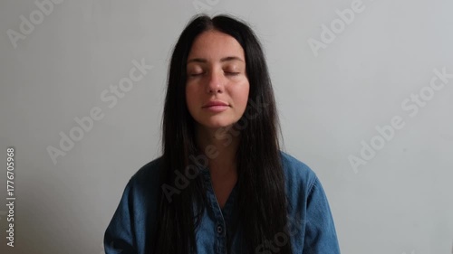 Deep breathing for calm and relaxation, simple mindfulness lifestyle scene