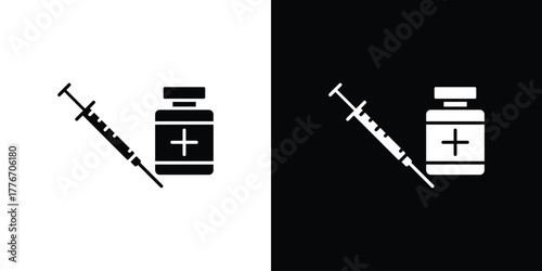 Vaccine vial icon line art editable stroke and solid collection for app design