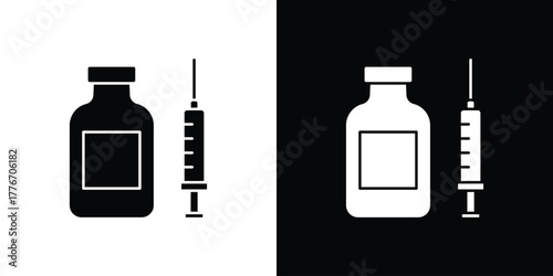 Vaccination icon line art editable stroke and solid collection for app design