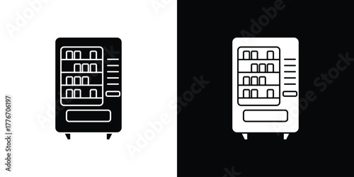 Vending machine icon line art editable stroke and solid collection for app design