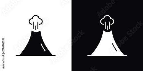 Volcano icon line art editable stroke and solid collection for app design