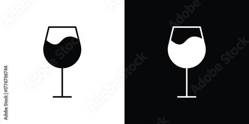 Wine glass icon line art editable stroke and solid collection for app design