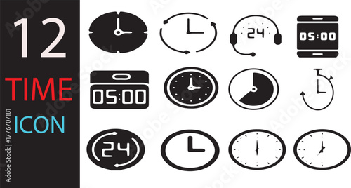 Time - minimal thin line web icon set. Outline icons  Timer, alarm, schedule, hourglass, clock, Set hourglass icons, sandglass timer, clock flat icon, time manage collection. vector illustration