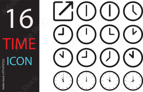 Time - minimal thin line web icon set. Outline icons  Timer, alarm, schedule, hourglass, clock, Set hourglass icons, sandglass timer, clock flat icon, time manage collection. vector illustration