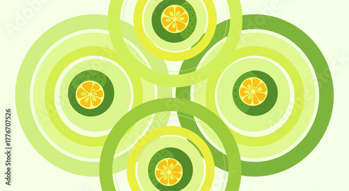 Abstract Citrus Composition Presents Refreshing and Stylish Graphic Design Elements