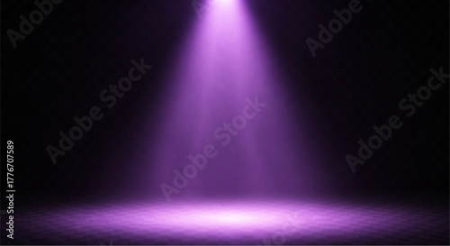 A captivating beam of radiant purple light cuts through the darkness, illuminating a central focal point with ethereal beauty and mystic. vector illustration