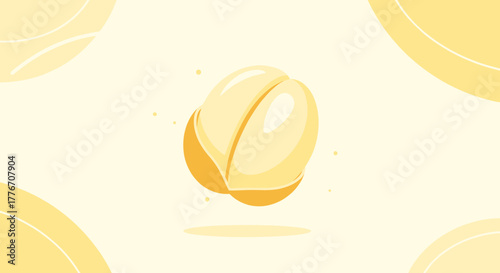 Abstract Illustration of a Peanut Against a Pastel Yellow Background Design