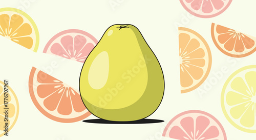 Abstract Illustration of Citrus Fruits and a Pomelo for a Fresh and Vibrant Design